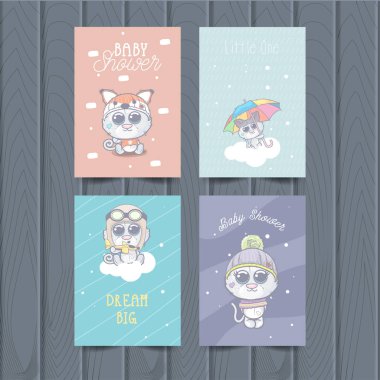 Cute cats collection set illustration for kids