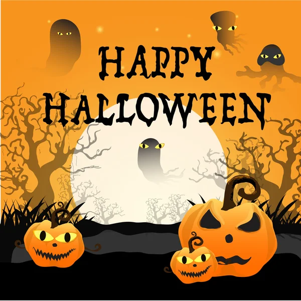Fondo de Halloween con siluetas bruja y calabaza .Halloween Fiesta vector.Halloween.Halloween día — Vector de stock