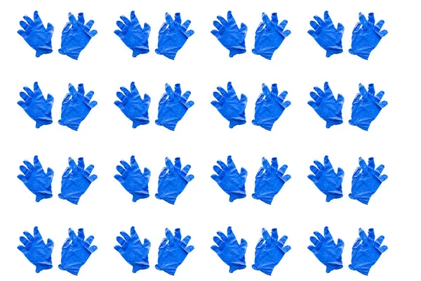 Пара Латексных Синих Перчаток Белом Изолированном Фоне Крупным Планом — стоковое фото