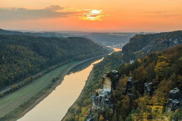 View Elbe Valley Saxon Switzerland National Park Landscape Bastei Bridge — Stock Photo, Image