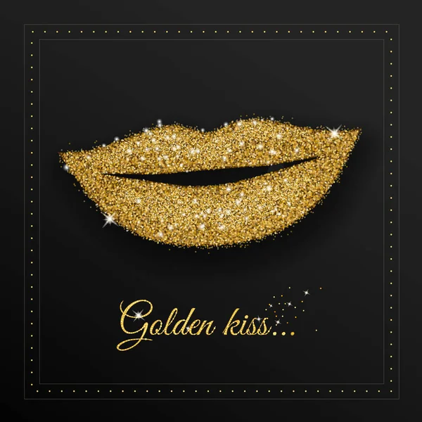 Golden glitter Kiss Stock Illustration