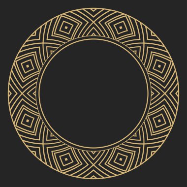 Altından dekoratif çerçeve ve metin için yer. Minimalist vektör süsü. Monogram, tebrik kartı, düğün davetiyesi. Vektör grafikleri.