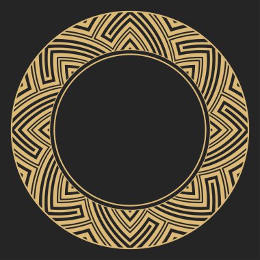 Altından dekoratif çerçeve ve metin için yer. Minimalist vektör süsü. Monogram, tebrik kartı, düğün davetiyesi. Vektör grafikleri.
