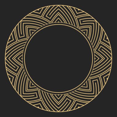 Altından dekoratif çerçeve ve metin için yer. Minimalist vektör süsü. Monogram, tebrik kartı, düğün davetiyesi. Vektör grafikleri.