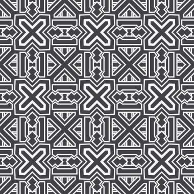 Kusursuz geometrik vektör deseni. Tekrarlanan geometrik şekillerle soyut arkaplan. Bir kafesin grafiksel tasarımı. Kapak için, kartlar, duvar kağıtları, kumaşlar.