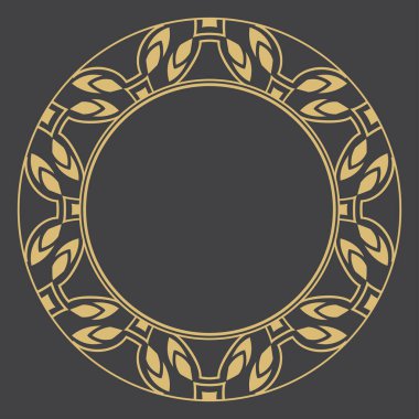 Sanat deco tarzında dekoratif çerçeve. Dairesel vektör süsü. Mesajın yeri. Monogram, logo, düğün davetiyesi, menü için kullanılabilir. Bir grafik tasarım ögesi.