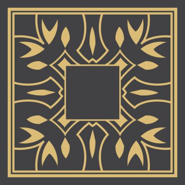 Sanat deco tarzında dekoratif çerçeve. Dairesel vektör süsü. Mesajın yeri. Monogram, logo, düğün davetiyesi, menü için kullanılabilir. Bir grafik tasarım ögesi.