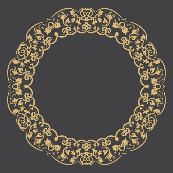 Kreisförmiges Barockes Ornament Goldener Dekorativer Rahmen Der Ort Für Den — Stockvektor