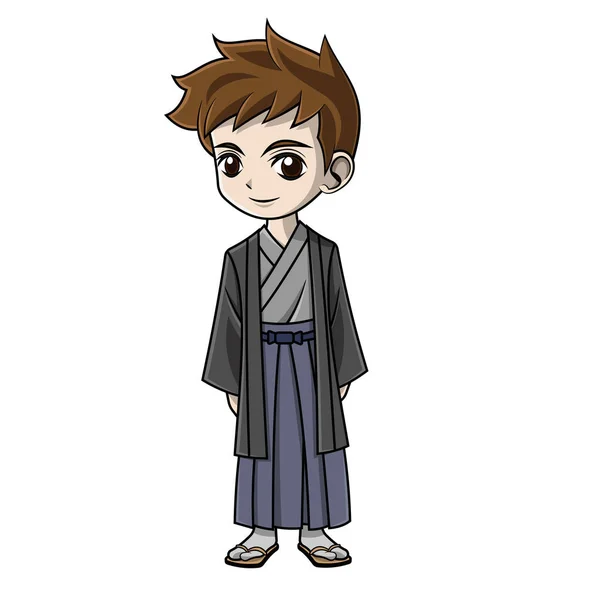 Мультяшний Хлопчик Японському Одязі — стоковий вектор