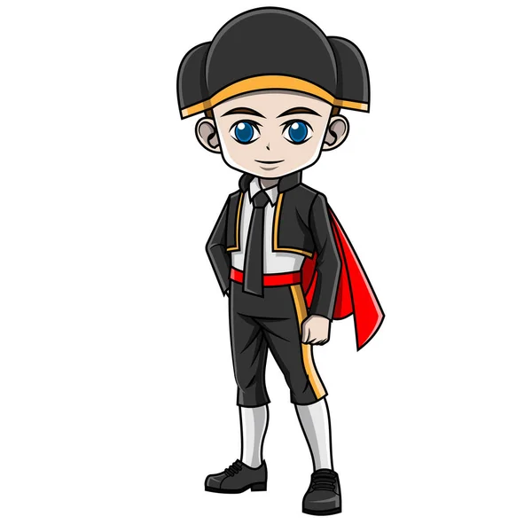 Cartoon Boy Wearing Spanish Costume — Stock Vector