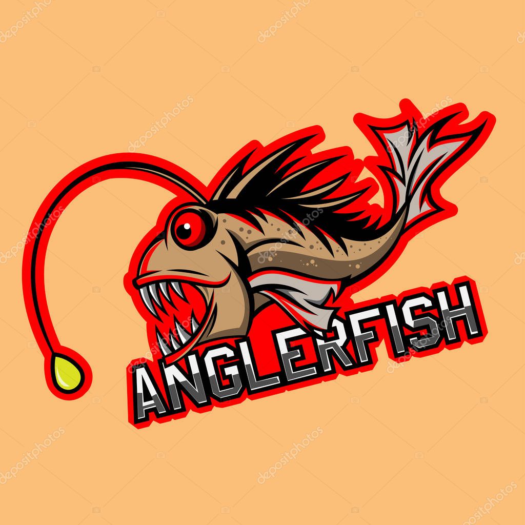 Anglerfish mascot and esport gaming logo, background in separated layer for easy editing