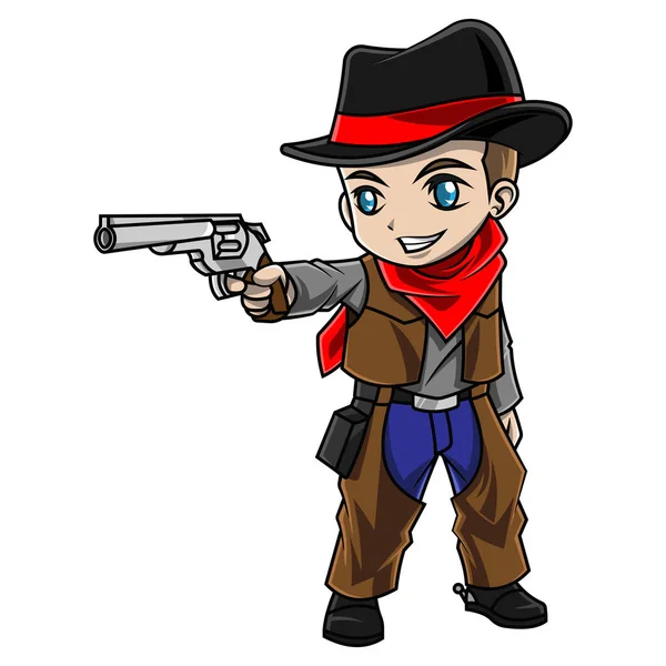 Menino Dos Desenhos Animados Vestindo Traje Cowboy — Vetor de Stock