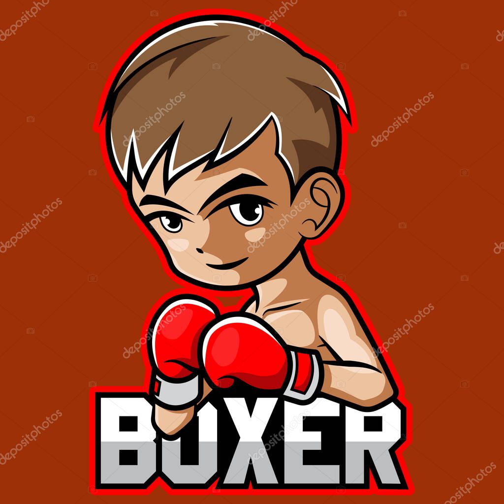 Kid boxer esport mascot logo design