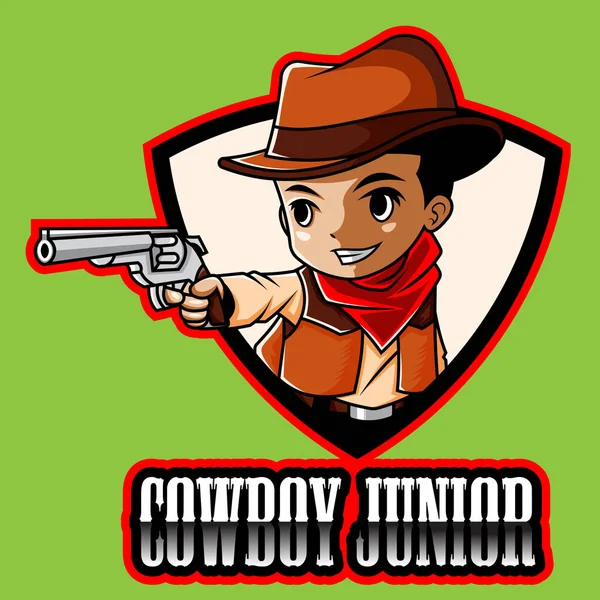 Cowboy Junior Esport Maskottchen Logo Design — Stockvektor