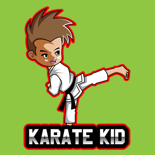 Diseño Del Logotipo Mascota Karate Kid Esport — Vector de stock