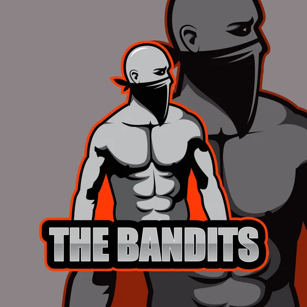Bandits Mascot Esportロゴデザイン — ストックベクタ