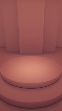 Yaratıcı sosyal ağ. Moda arka plan tasarımı. Ürün tanıtım podyumu. Medya promosyonu. 3D illüstrasyon Sosyal Hikayeler tasviri. Hikaye gösterisi. Pazar ticareti.