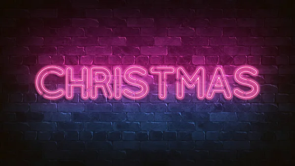 CHRISTMAS neon sign. purple and blue glow. neon text. Night lighting 3d illustration. Glam Christmas cadr. Greeting card for decorative design. New year christmas. Trendy Design. bright advertisement. — Stock Photo, Image