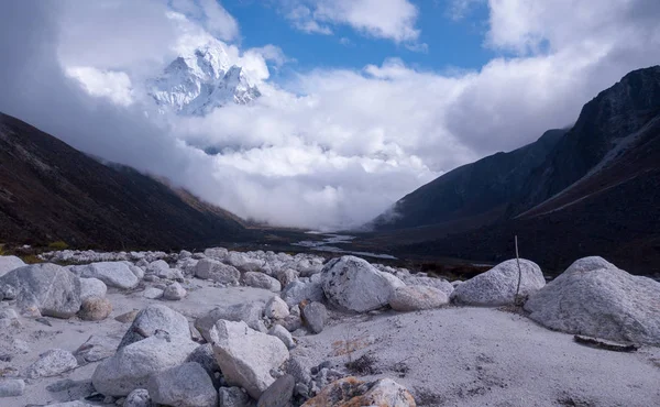 Camino Piedra Valle Khumbu Área Montaje Ama Dablam — Foto de Stock