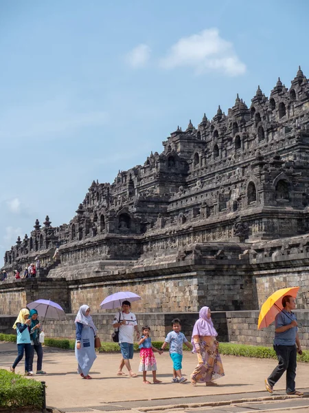 Borobudur Temple Java Island Indonesia July 2019 Group People Visiting — Stock Photo, Image