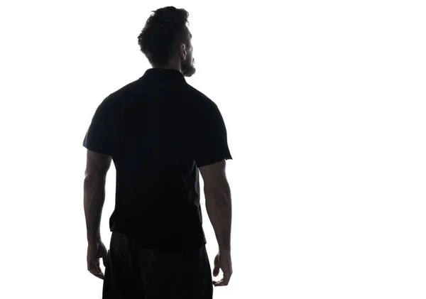 Back Side Silhouette Male Person Back View Back Lit White — Stock Photo, Image