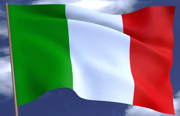 Vifta Italien Flagga på en himmel bakgrund. — Stockfoto
