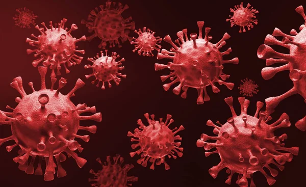 ไวรัสหรือภาพนามธรรมของไวรัสโคโรนา การแสดงผล 3 มิติ — ภาพถ่ายสต็อก