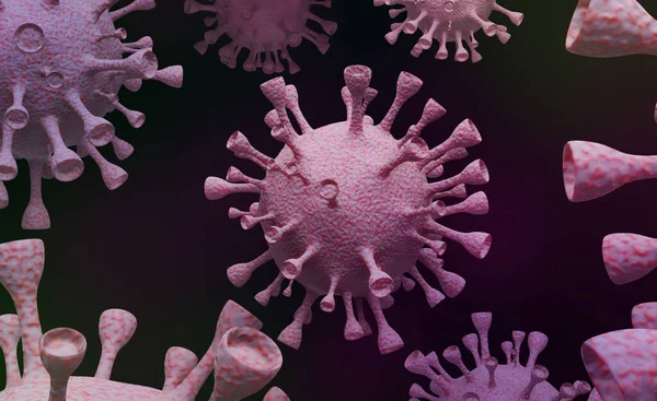 ไวรัสหรือภาพนามธรรมของไวรัสโคโรนา การแสดงผล 3 มิติ — ภาพถ่ายสต็อก