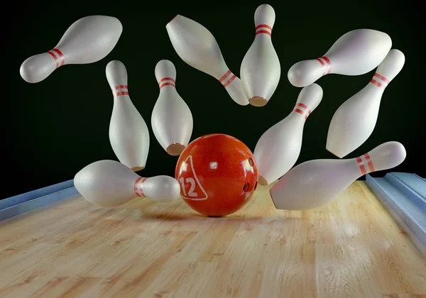 Bowling, sciopero. rendering 3d — Foto Stock