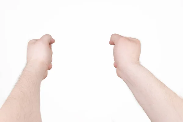 Två manliga knytnävar på utsträckt hand — Stockfoto