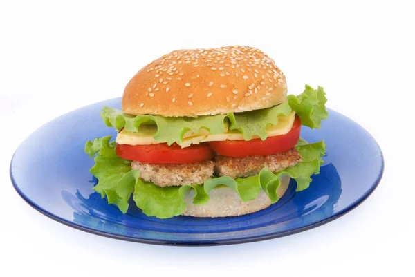 Hamburguesa con chuleta y verduras — Foto de Stock