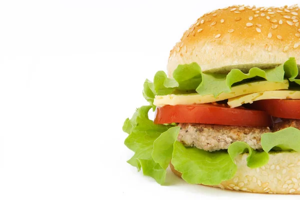 Hamburger with cutlet and vegetables — Stock Photo, Image