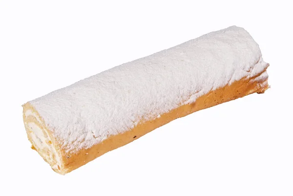 Postre de hornear rollo dulce sobre un fondo blanco — Foto de Stock