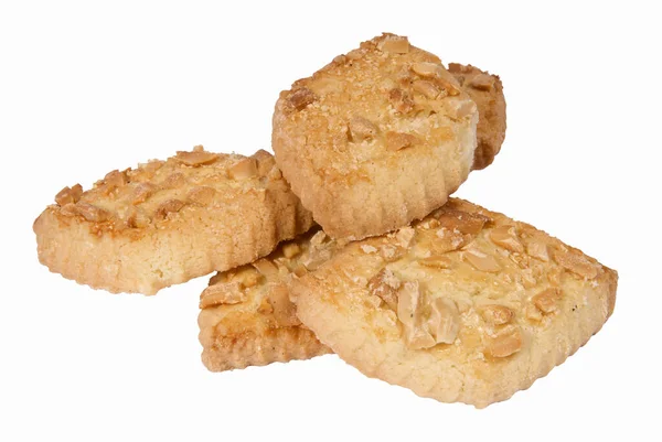 Cuisson de biscuits sucrés avec remplissage sur fond blanc — Photo