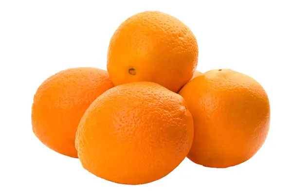 Cztery całe pomarańcze na białym tle — Zdjęcie stockowe