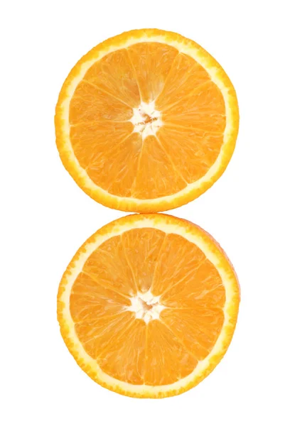 Plasterki pomarańczy na białym tle — Zdjęcie stockowe