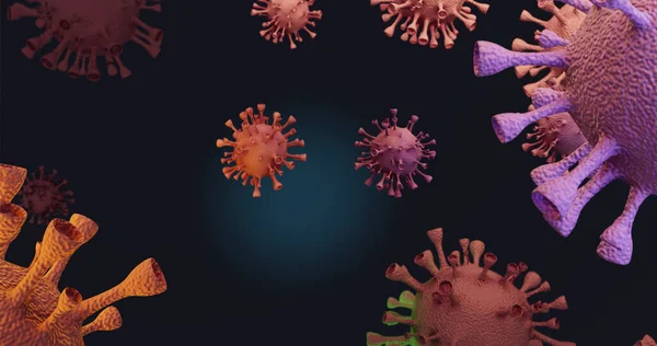 Coronaviruses KOVID-19 σε μαύρο φόντο. 3D απόδοση — Φωτογραφία Αρχείου