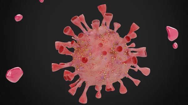 ไวรัสโควิด-19 บนพื้นหลังสีดํา . — ภาพถ่ายสต็อก