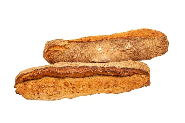 Loafs longos de trigo sarraceno francês isolado em um fundo branco — Fotografia de Stock