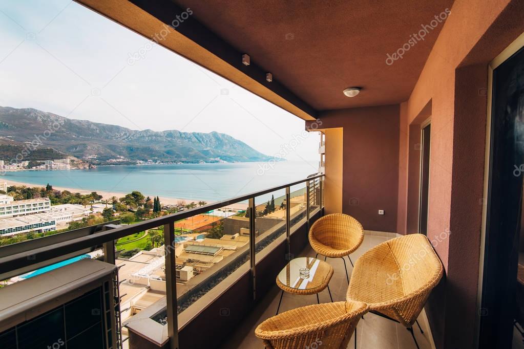 Furniture on the balcony of the apartment