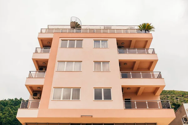 Multi-storey house on the sea. Montenegrin architecture. Real es