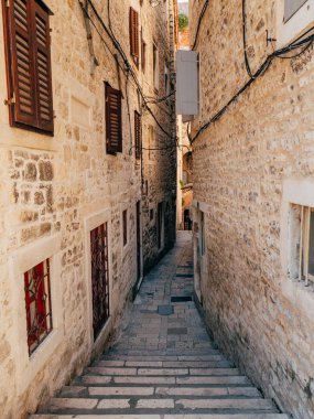 Eski şehir, Split, Hırvatistan. Şehrin içinde. Antik architectur