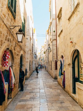 Dubrovnik'in tarihi kent, Hırvatistan. Şehrin sokakları görünümlerini içinde bir