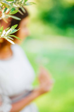 Zeytin dalı kadın elinde. Eller gelinin. Düğün Pzt