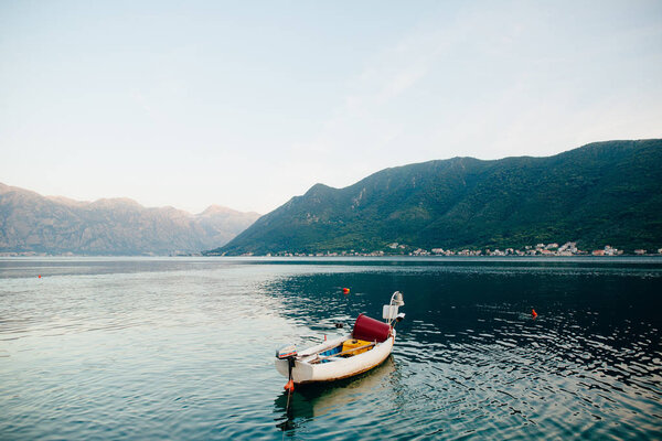 Fishing boats in Bay of Kotor in Montenegro