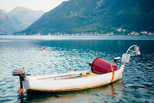 Fishing boats in Bay of Kotor in Montenegro