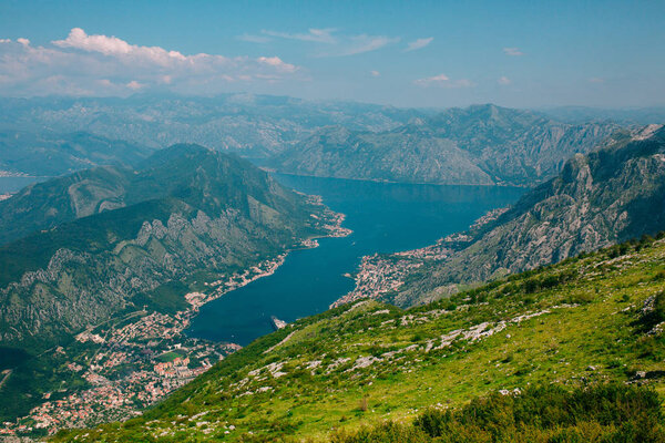 Которский залив с высоты. Вид с горы Ловач на залив

