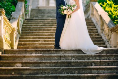 Prcanj, Karadağ, gelin ve damat merdivenlerde. Ben düğün