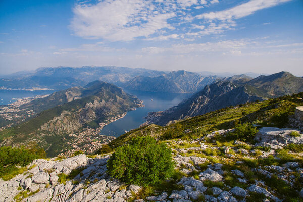 Которский залив с высоты. Вид с горы Ловач на залив
