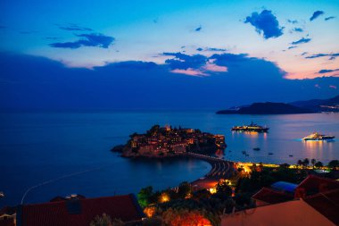 Sveti Stefan Adası. Panoramik çekim